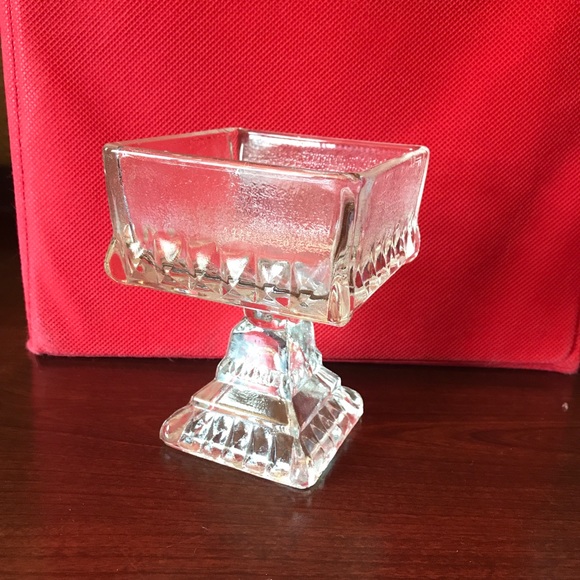 Other - Vintage footed glass square dish EUC 4.5"X3.5"